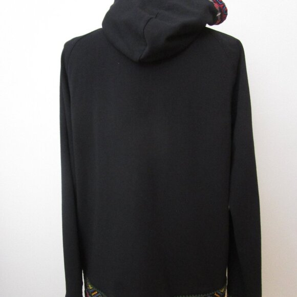 Black Hoodie Full Zip Embroidery Boho Kangaroo Pocket - Picture 12 of 12